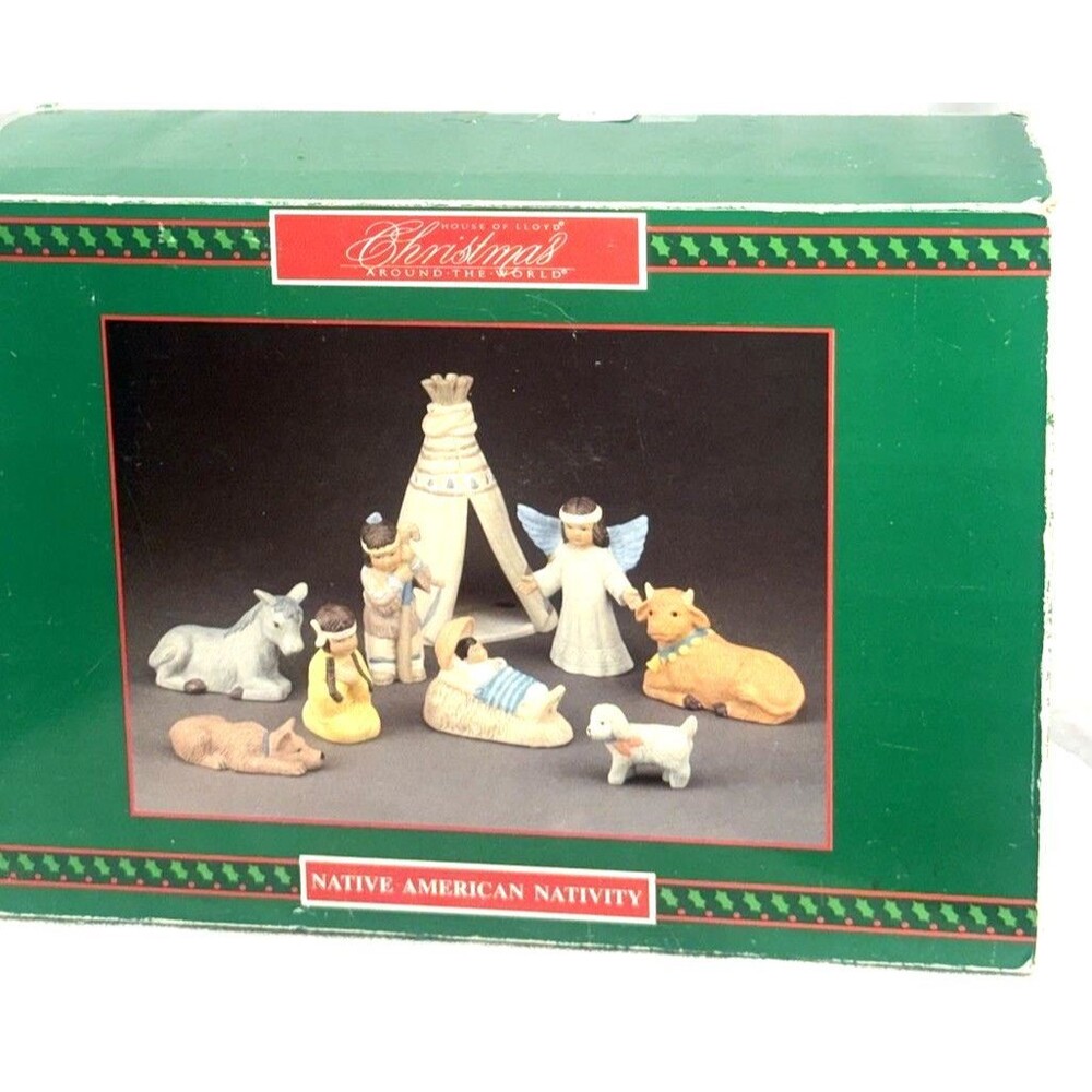 Native American Nativity Set House of Lloyd Christmas Around the World 1992 9 pc